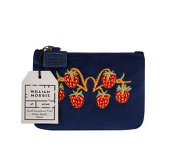 William Morris at Home - Strawberry Thief Small Indigo Embroidery Velvet Pouch