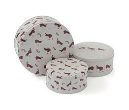 Cooksmart Christmas Robins Retreat Set Of 3 Printed Cake Tins