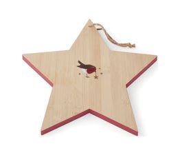 Cooksmart Christmas Robins Retreat Bamboo Star Shaped Board