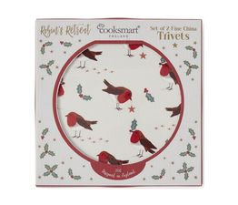 Cooksmart Christmas Robins Retreat Ceramic Trivets Set Of 2