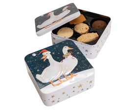 Farmhouse Biscuits - Christmas Geese Square Tin of Assorted Biscuits