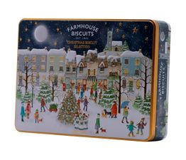 Farmhouse Biscuits - Christmas Village Scene Tin of Assorted Biscuits