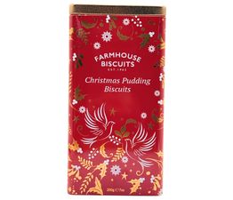 Farmhouse Biscuits - Red Triangle Tin of Christmas Pudding Biscuits