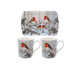 Joe Davies Macneil Robin 2 Mugs with Tray