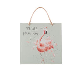 Wrendale Designs Wooden Plaque - Flamingo Pretty in Pink