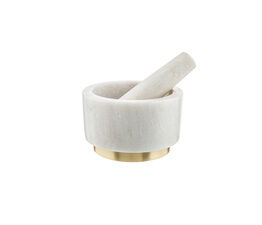 Kitchen Pantry Marble Pestle & Mortar with Plated Brass
