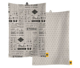 Kitchen Pantry Whip up a Storm & Grey Honeycomb Tea Towels (Pack of 2)