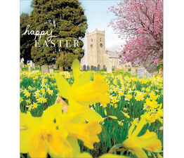 Easter Card - Church With Daffodils