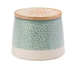 David Mason Artisan Flower Blue Canister with Bamboo Lid