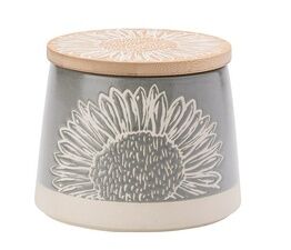 David Mason Artisan Flower Grey Canister with Bamboo Lid