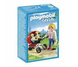 Playmobil - City Life - Preschool - Mother with Twin Stroller - 5573