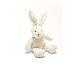 Knitted Bunny Rabbit Rattle - White