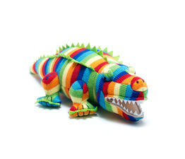 Knitted Crocodile - Rainbow Stripe