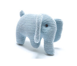 Knitted Elephant Rattle - Blue