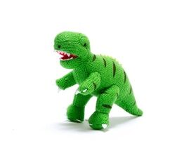 Knitted T Rex Rattle - Green
