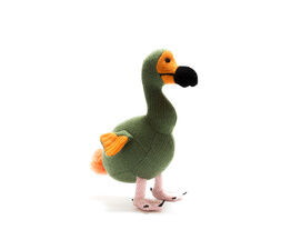 Knitted Dodo Rattle - Moss Green & Orange