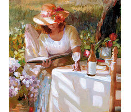 Lady With Wine And Book