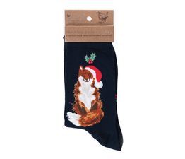 Wrendale Designs - Festive Fox Christmas Socks Navy