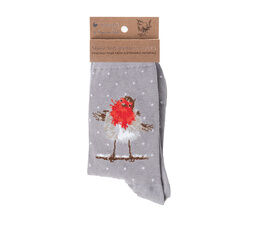 Wrendale Designs - Christmas Sock - Jolly Robin - Grey