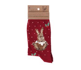 Wrendale Designs - Little Pudding Rabbit Christmas Socks Red