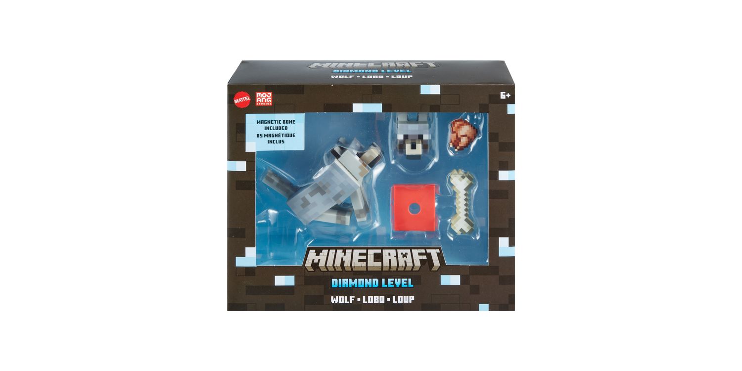 MINECRAFT Diamond Collection – Action Figure Del Lupo (Wolf) Con Articolazioni E Accessori, Circa 14 Cm, Regalo Per Collezionisti, HLN41