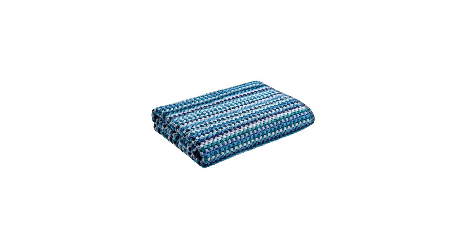 Christy 100% Cotton Hand Towel – Designer Zig Zag Stripe, 550GSM, Aqua Blue & White