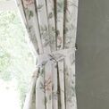 Appletree Heritage - Campion - 100% Cotton Pair of Pencil Pleat Curtains With Tie-Backs - Green/Coral additional 2