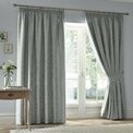 Appletree Heritage - Worcester - Jacquard Pair of Pencil Pleat Curtains With Tie-Backs - Green additional 1