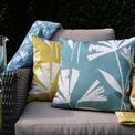 Fusion - Alma Outdoor - Outdoor Filled Cushion - 43 x 43cm in Teal/Ochre additional 1