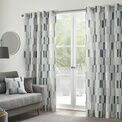 Fusion - Oakland - 100% Cotton Pair of Eyelet Curtains - Teal additional 1
