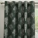 Fusion Woodland Trees 100% Cotton Eyelet Curtains - Green additional 3