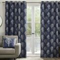 Fusion - Woodland Trees - 100% Cotton Pair of Eyelet Curtains - Navy additional 1