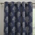 Fusion - Woodland Trees - 100% Cotton Pair of Eyelet Curtains - Navy additional 3