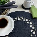 Esselle - Nene Round Cotton Spiral Placemat 38cm Black Colour, Set of 2 additional 3