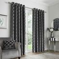 Appletree Boutique - Quentin - Jacquard Pair of Eyelet Curtains - Slate additional 2