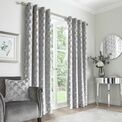 Appletree Boutique - Quentin - Jacquard Pair of Eyelet Curtains - Silver additional 2
