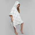 Bedlam - Retro Flower - Fleece Poncho - 75 x 92.5cm in Duck Egg additional 4