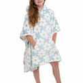 Bedlam - Retro Flower - Fleece Poncho - 75 x 92.5cm in Duck Egg additional 3