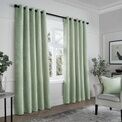 Curtina - Textured Chenille - Textured Pair of Eyelet Curtains - Green additional 1