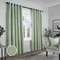 Curtina - Textured Chenille - Textured Pair of Eyelet Curtains - Green additional 3