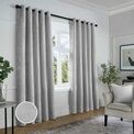 Curtina - Textured Chenille - Textured Pair of Eyelet Curtains - Grey additional 2