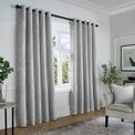 Curtina - Textured Chenille - Textured Pair of Eyelet Curtains - Grey additional 3