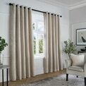 Curtina - Textured Chenille - Textured Pair of Eyelet Curtains - Natural additional 1