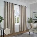 Curtina - Textured Chenille - Textured Pair of Eyelet Curtains - Natural additional 4