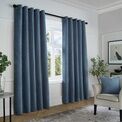 Curtina - Textured Chenille - Textured Pair of Eyelet Curtains - Navy additional 2