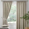Dreams & Drapes Curtains - Pembrey - Textured Pair of Pencil Pleat Curtains With Tie-Backs - Natural additional 1