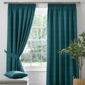 Dreams & Drapes Curtains - Pembrey - Textured Pair of Pencil Pleat Curtains With Tie-Backs - Teal additional 1