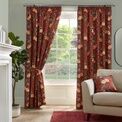 Dreams & Drapes Curtains - Sandringham - 100% Cotton Pair of Pencil Pleat Curtains With Tie-Backs - Red additional 1