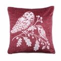 Dreams & Drapes Lodge - Woodland Owls - Velvet Cushion Cover - 43 x 43cm in Red additional 1