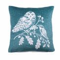 Dreams &amp; Drapes Lodge - Woodland Owls - Velvet Filled Cushion - 43 x 43cm in Teal additional 1